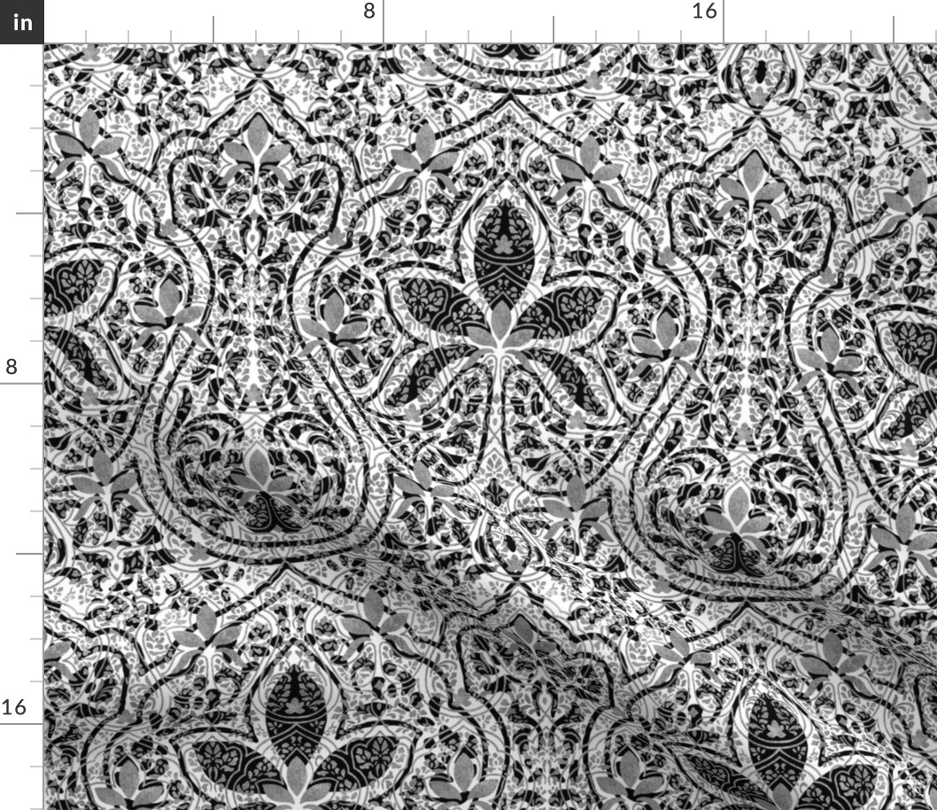 Rajkumari ~ White with Silvered and Black ~ Batik