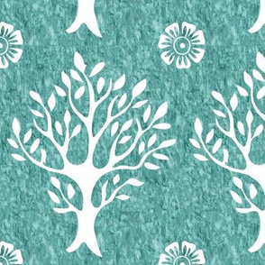 White tree and flower stamp - texture-MINAGREEN