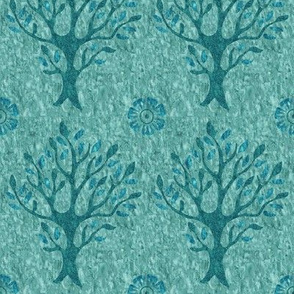 Tree and flower stamp - texture-MINAGREEN
