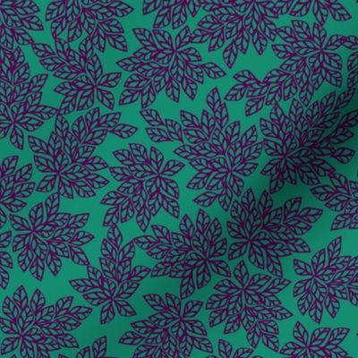 Blazing Leaves - purple on teal