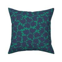 Blazing Leaves - purple on teal