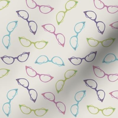 Ditsy Cats Eye Glasses in Pink, Purple, Blue and Green ©Jennifer Garrett