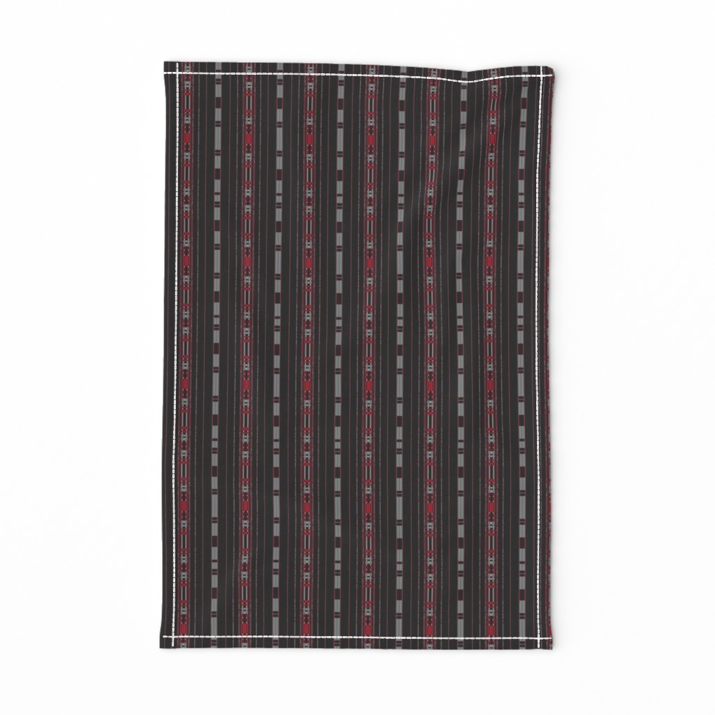 Red and Gray Stripes on Black Small