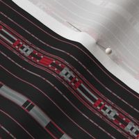 Red and Gray Stripes on Black Small