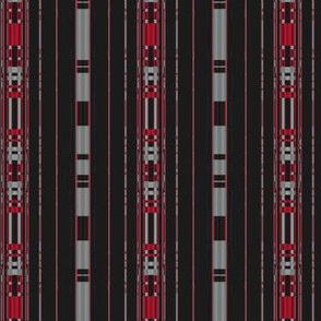 Red and Gray Stripes on Black Small