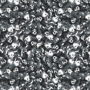 tiny black,white,grey pile of skulls