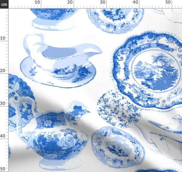 Geschirrhandtuch, China, Delft, blau und weiß, Teetassen, Teekannen,  Platten - Spoonflower