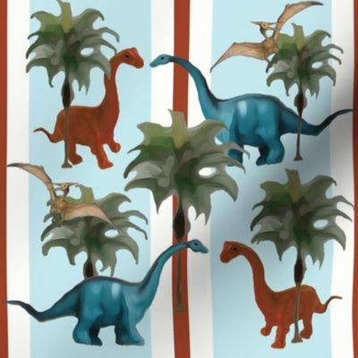 Palm Trees With Dinosaurs & Stripes