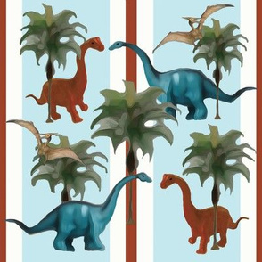 Palm Trees With Dinosaurs & Stripes