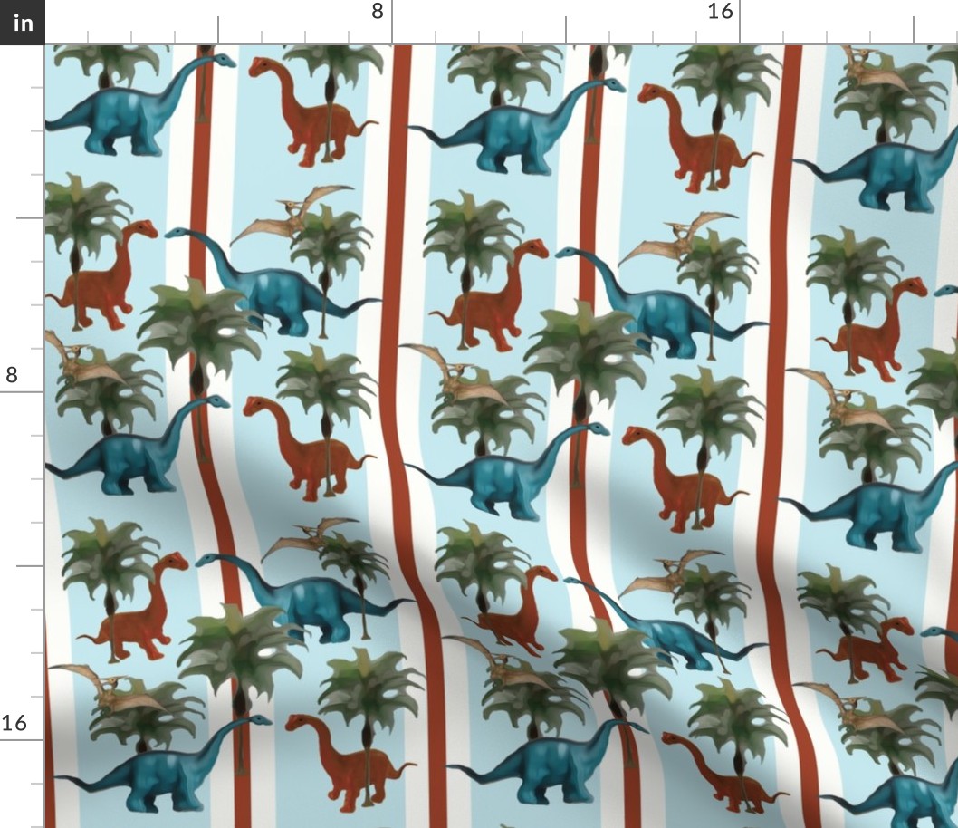 Palm Trees With Dinosaurs & Stripes