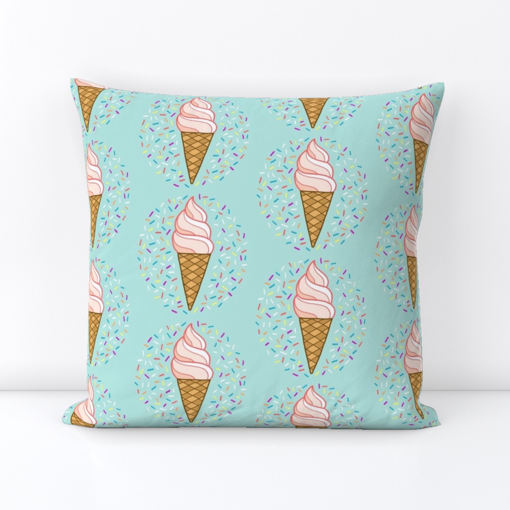 Large Ice Cream with Sprinkles - aqua