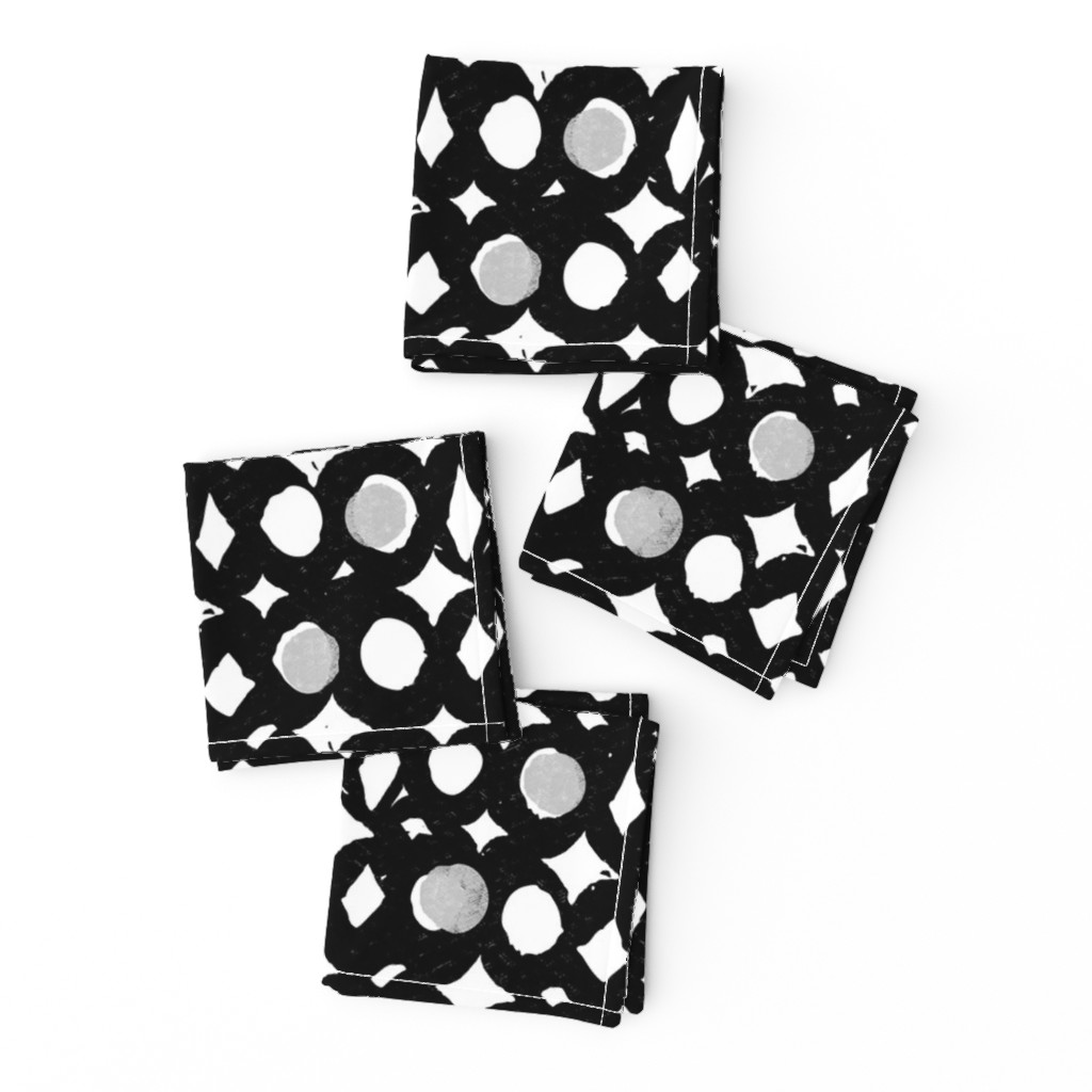 diamonds and dots - black and white