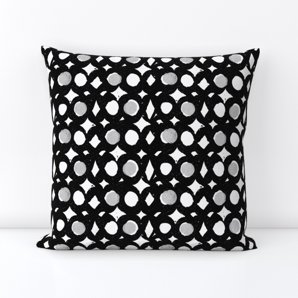 diamonds and dots - black and white