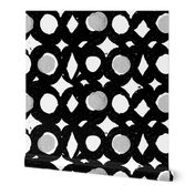 diamonds and dots - black and white