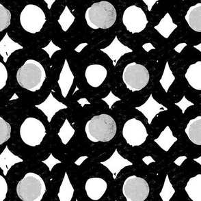 diamonds and dots - black and white