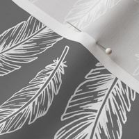 feathers - white on grey