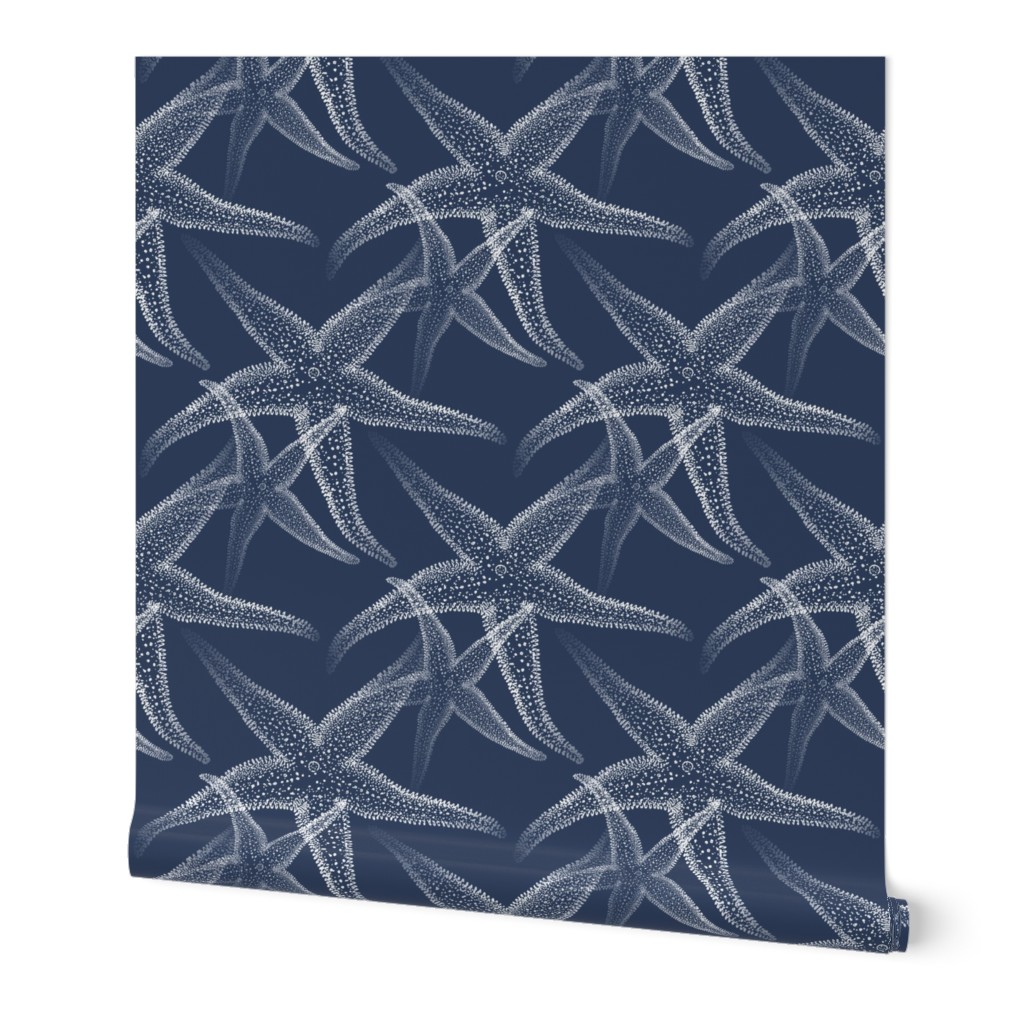 Starfish Navy Blue White Beach