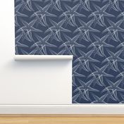 Starfish Navy Blue White Beach