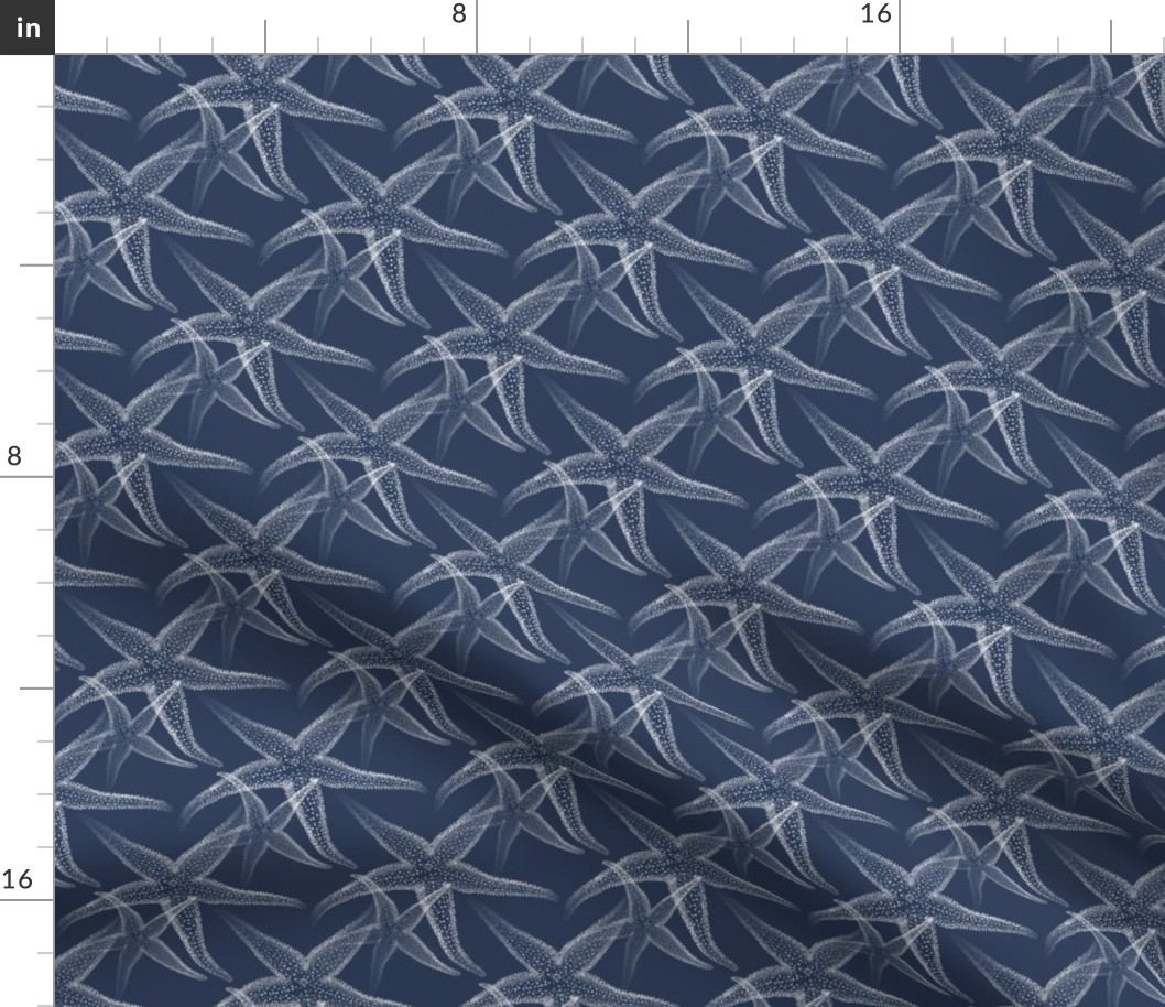 Starfish Navy Blue White Beach