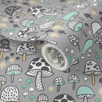 mushrooms - grey and aqua