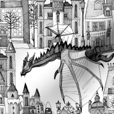 Dragon Kingdom Winter Toile