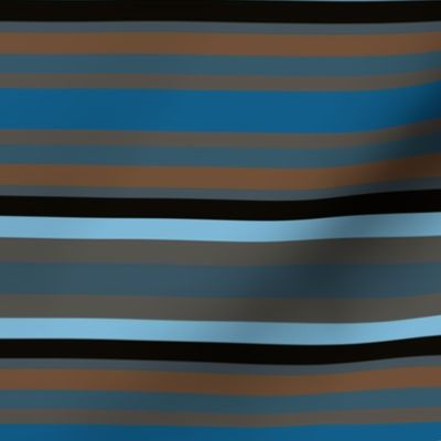 Blue Brown Black Horizontal Stripe