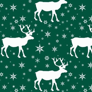 Reindeer In Snow Green