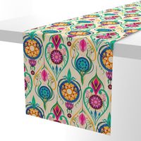 Suzani-Inspired Ogee Floral on Cream Background