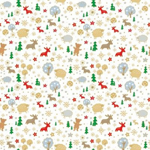 Christmas pattern, deer, bear, snowflakes