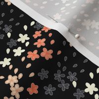 Calligraphy Blossoms(Black/Peach)