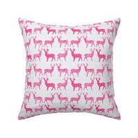Hot Pink Meadow Deer on White SMALL SCALE 