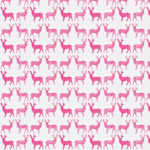 Hot Pink Meadow Deer on White SMALL SCALE 