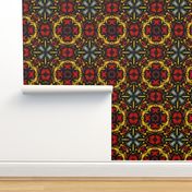 Decorative Stained Glass Tile Version II in Red, gold, black, and grey