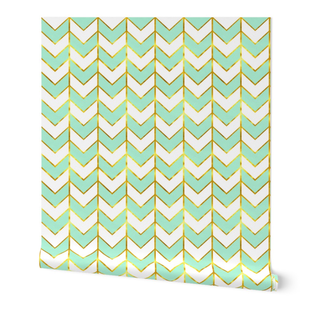 Gilded Herringbone in Mint