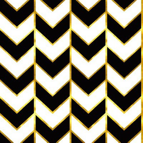 Gilded Herringbone in Black and Gold