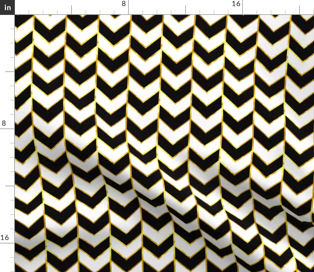 Gilded Herringbone in Black and Gold