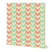 Gilded Herringbone in Shades of Mint and Light Coral