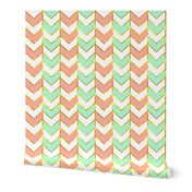 Gilded Herringbone in Shades of Mint and Light Coral