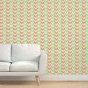 Gilded Herringbone in Shades of Mint and Light Coral