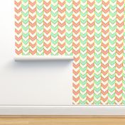 Gilded Herringbone in Shades of Mint and Light Coral