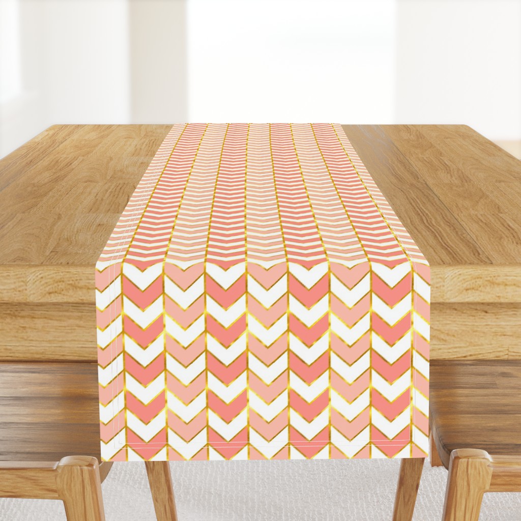 Gilded Herringbone in Shades of Coral