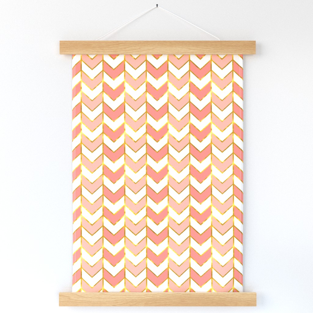 Gilded Herringbone in Shades of Coral