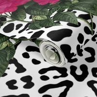 Ooh La La! Leopard with Hot Pink Redoute Roses ~ Large