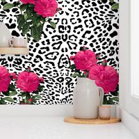 Ooh La La! Leopard with Hot Pink Redoute Roses ~ Large