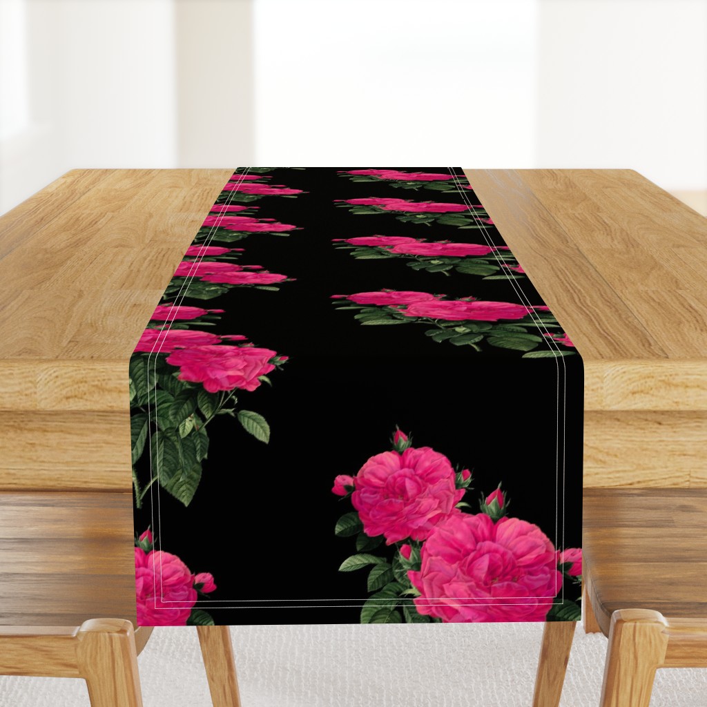 Redoute Rose ~ Hot Pink on Black