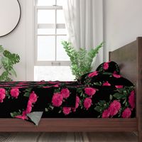 Redoute Rose ~ Hot Pink on Black