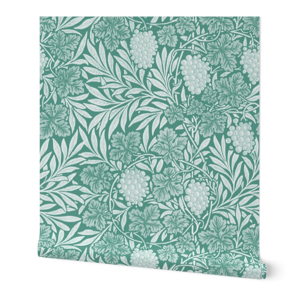 William Morris ~ Jungle Vines ~ White on Peacoquette 