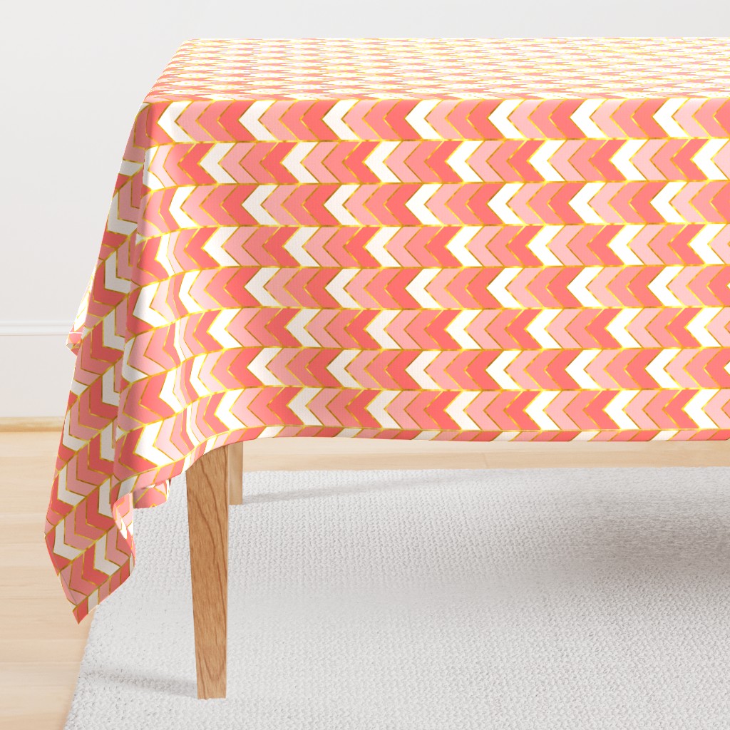 Gilded Ombre Herringbone in Coral 