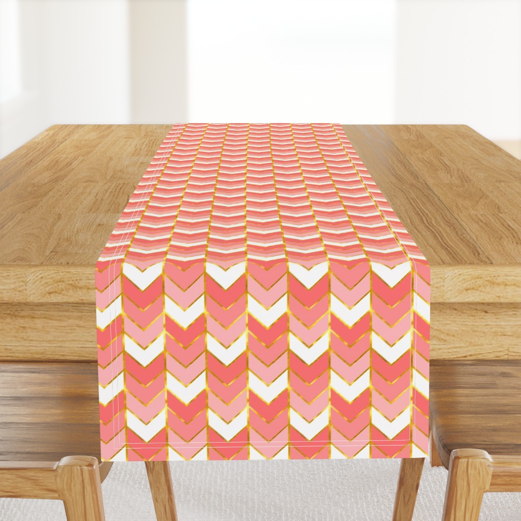 Gilded Ombre Herringbone in Coral 