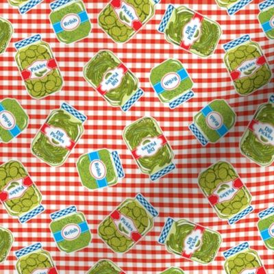 Pickle Jars On A Picnic Background 